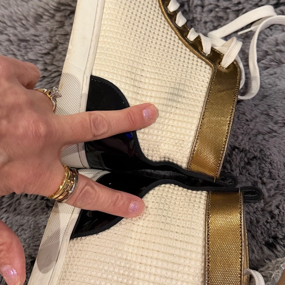 Christian Louboutin White and Gold Threaded Orlando High-Tops